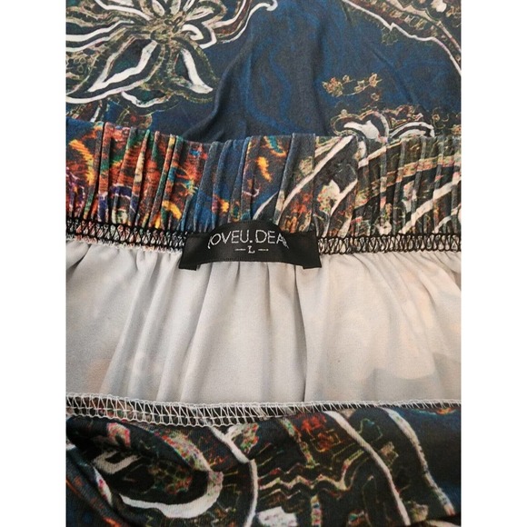 New without Tags LoveU Dear Maxi Skirt Multi Design Print, Elastic Back Size L - Picture 7 of 7